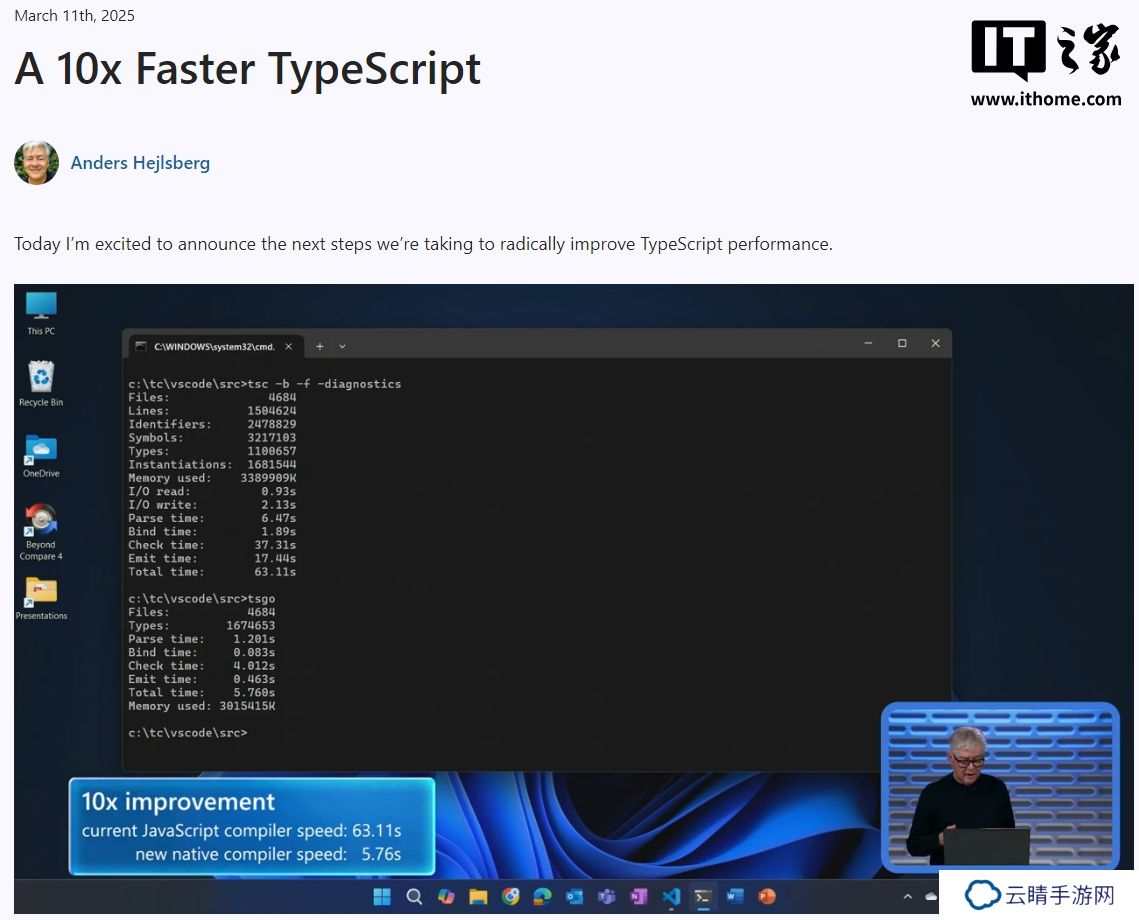 微软宣布将 TypeScript 性能提高 10 倍