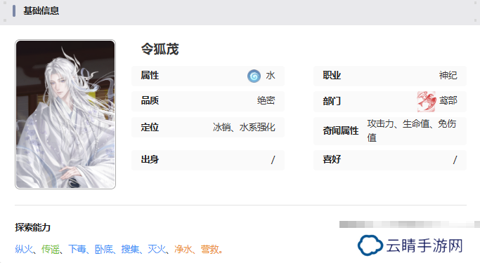 《如鸢》令狐茂技能介绍